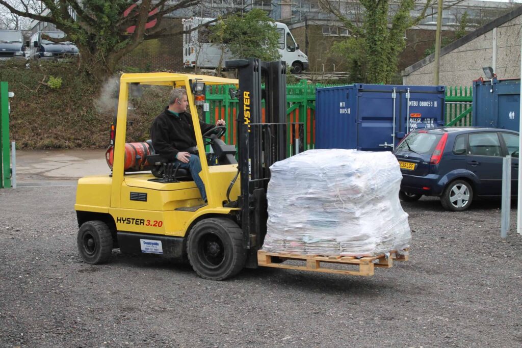 Forking pallets for customers at standby self storage horsham